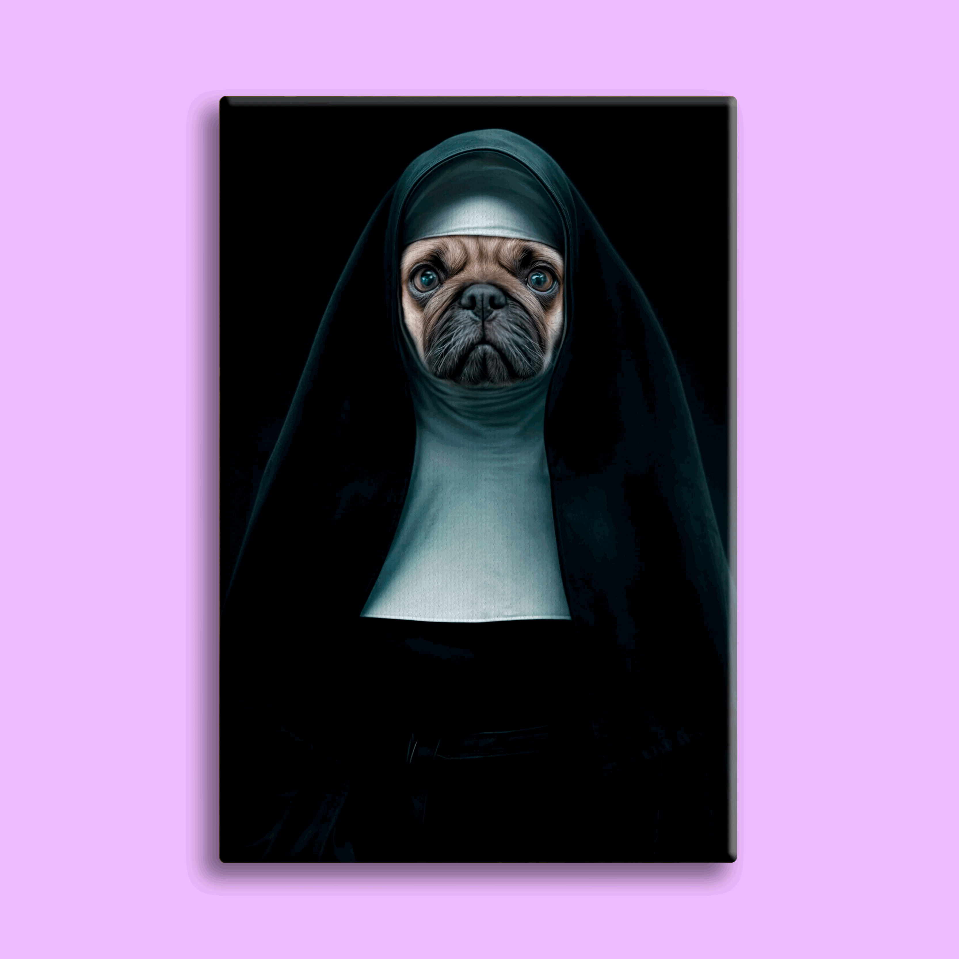 The Nun Halloween Pet Portrait - Custom Pet Portrait